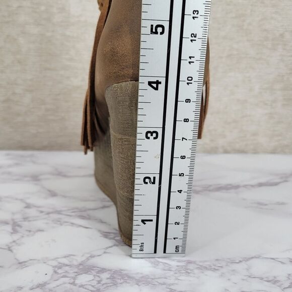 Sbicca Vintage Collection Zepp Women's Brown Fringe Wedge Boots Bootie - Picture 10 of 14
